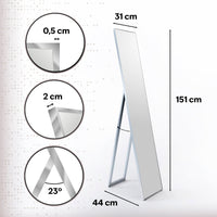 Espejo de pie plateado de 151 cm