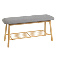 Banco zapatero de bambú marrón y gris con asiento