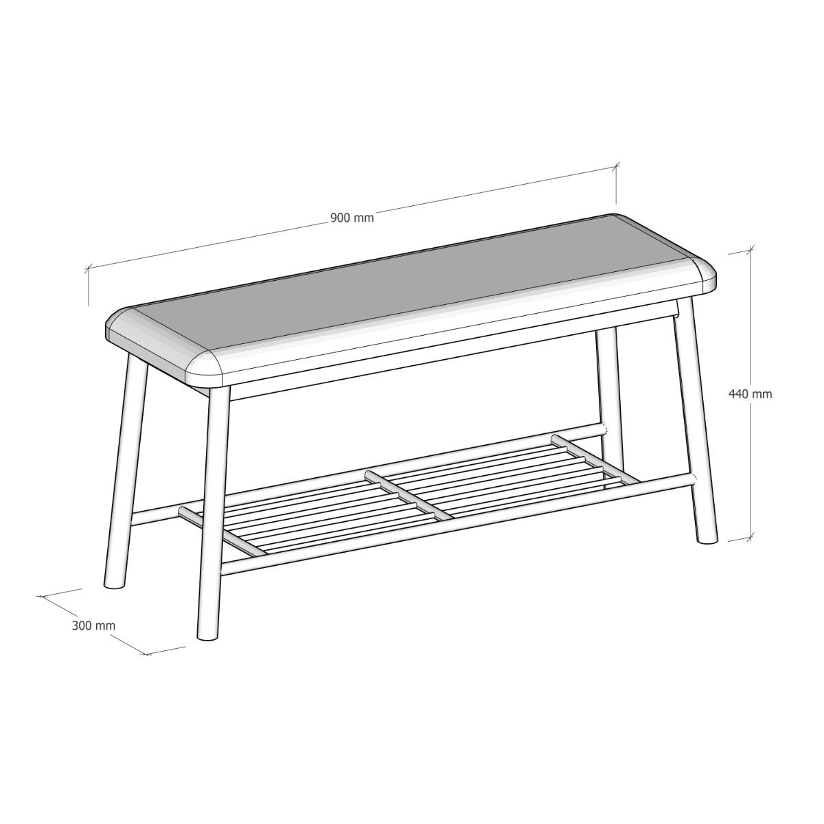 Banco zapatero de bambú marrón y gris