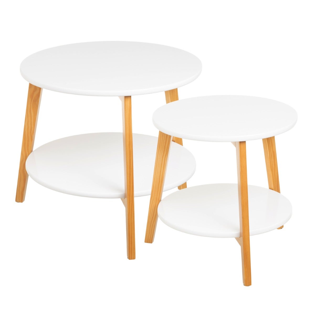 Set de 2 mesas auxiliares blancas