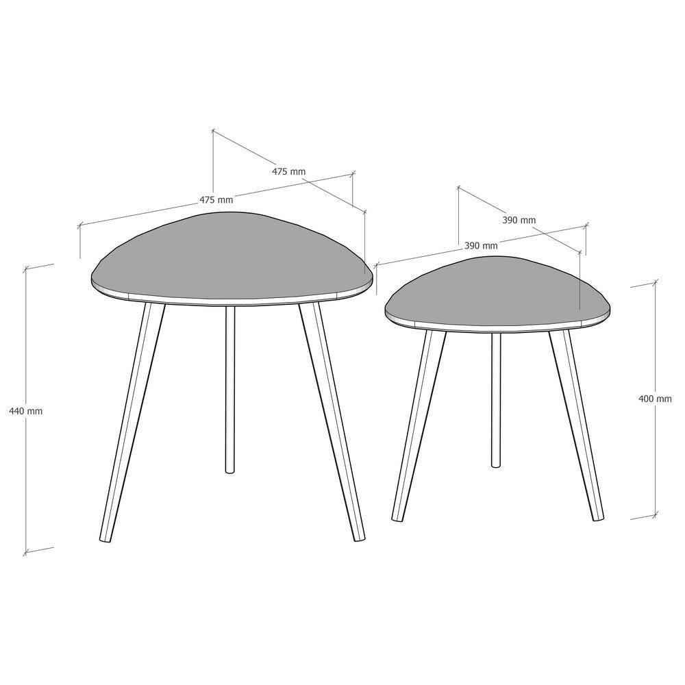 Set de 2 mesas auxiliares nido negras