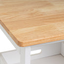 Carro de cocina de madera de pino blanco con 3 cajones