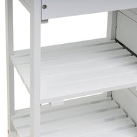 Carro de cocina de madera de pino blanco con 3 cajones