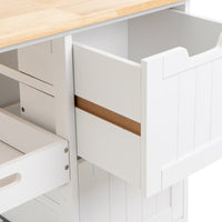 Carro de cocina de madera de pino blanco con 3 cajones