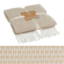 Manta beige de 130x160 cm con flecos
