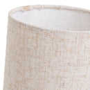 Lámpara de mesa de madera oscura con pantalla de lino