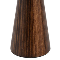 Lámpara de mesa de madera oscura con pantalla de lino