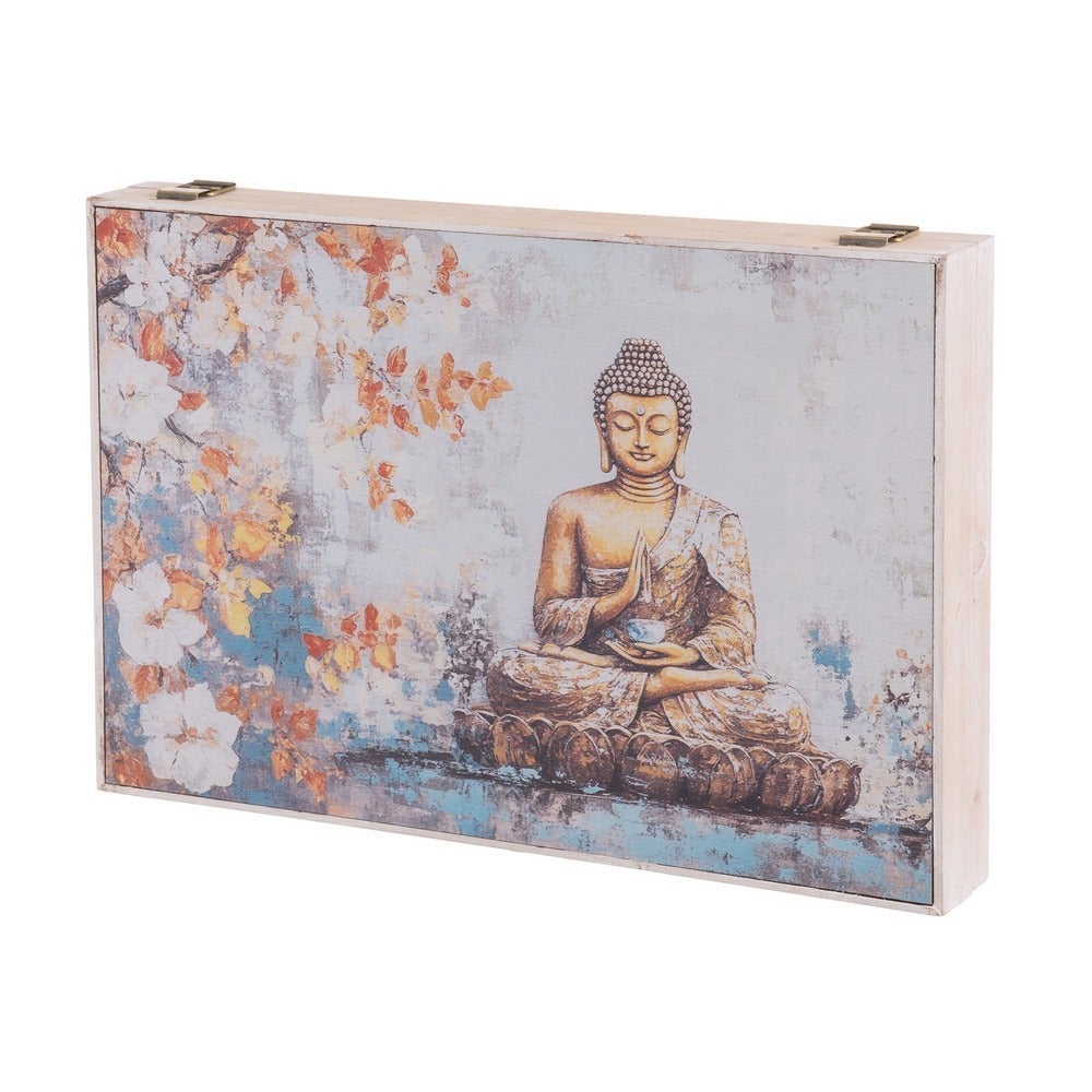 Tapa para contador Buda sentado gris y dorado