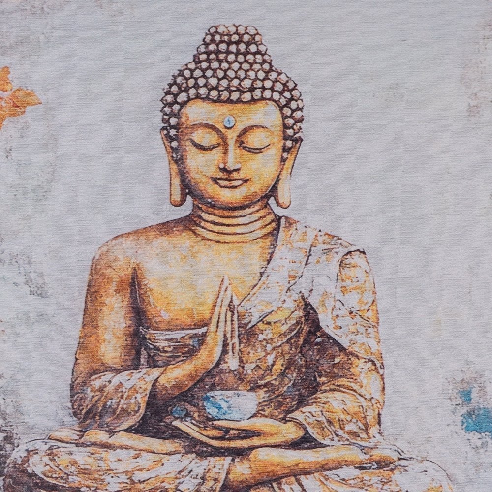 Tapa para contador Buda sentado gris y dorado