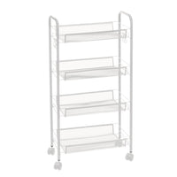 Carro de cocina multiusos de metal blanco