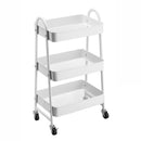 Carro de cocina multiusos de metal blanco con 3 estantes