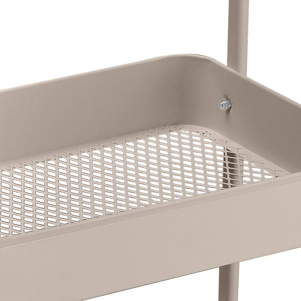 Carro de cocina multiusos de metal beige con 3 estantes