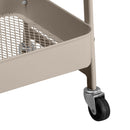 Carro de cocina multiusos de metal beige con 3 estantes