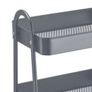 Carro de cocina multiusos de metal gris con 3 estantes