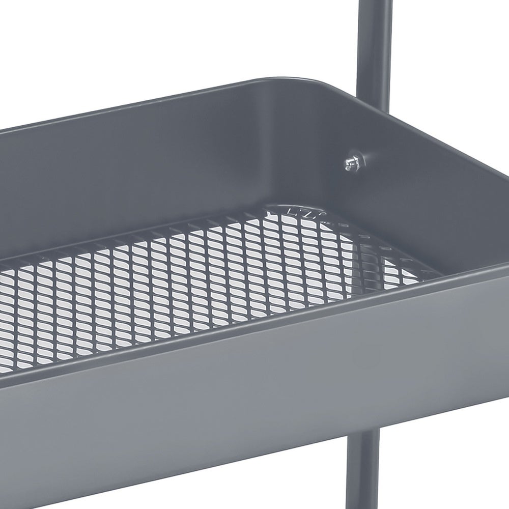 Carro de cocina multiusos de metal gris con 3 estantes