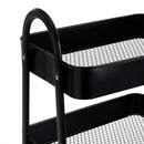 Carro de cocina multiusos de metal negro con 3 estantes