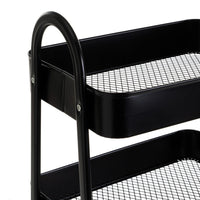 Carro de cocina multiusos de metal negro con 3 estantes