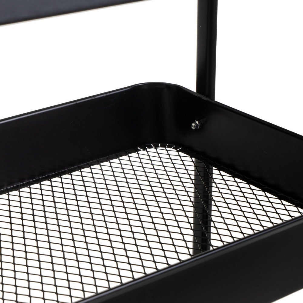 Carro de cocina multiusos de metal negro con 3 estantes
