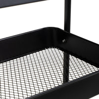 Carro de cocina multiusos de metal negro con 3 estantes