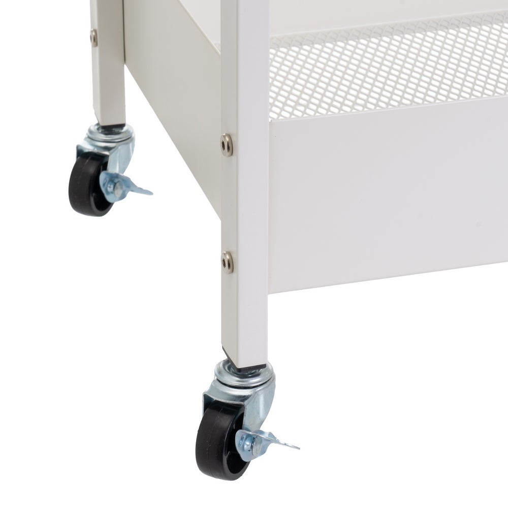 Carro de cocina multiusos de metal blanco
