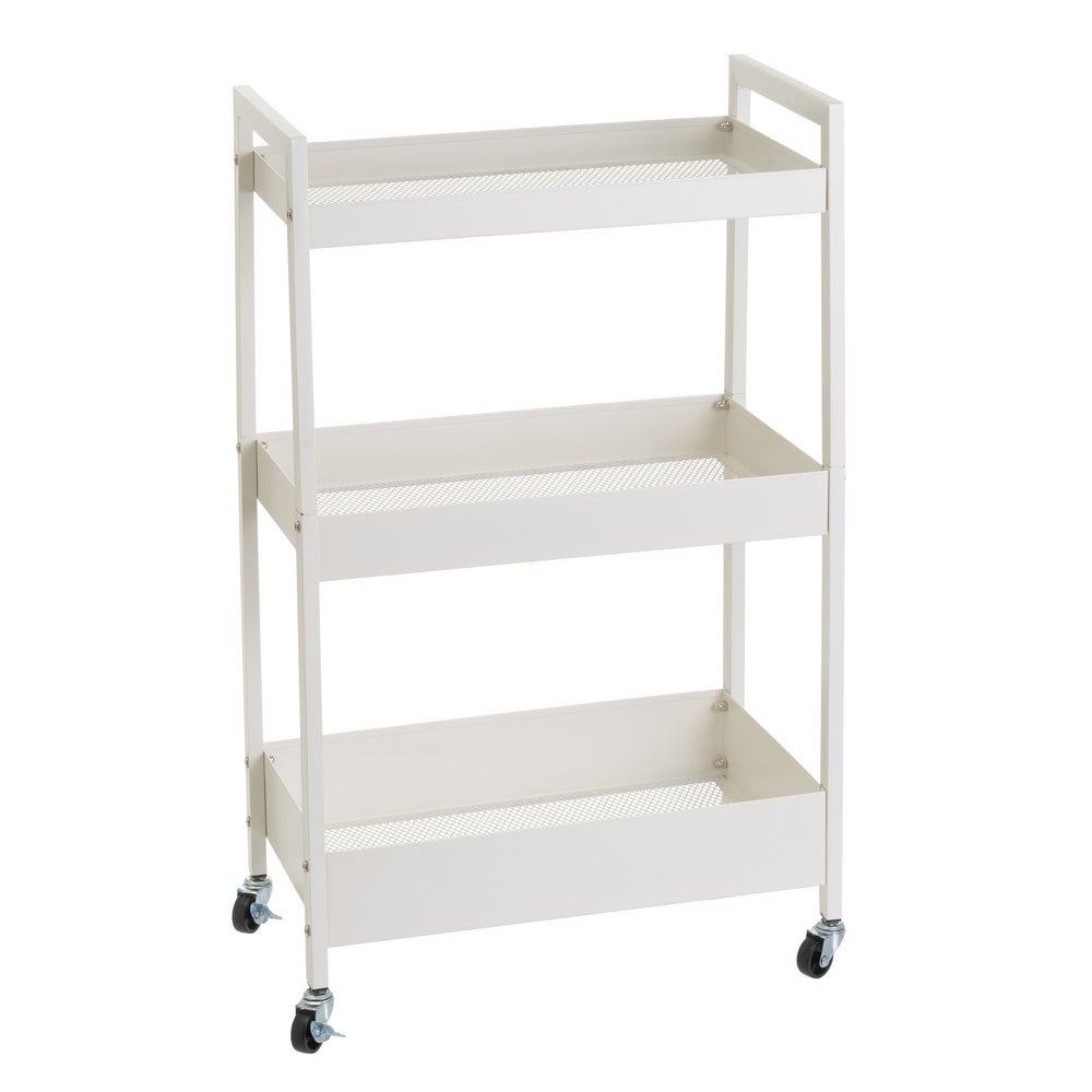 Carro de cocina multiusos de metal blanco