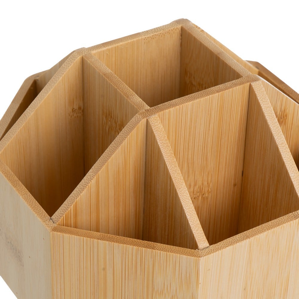 Organizador de Cosmeticos Giratorio de Bambú con 9 Divisiones