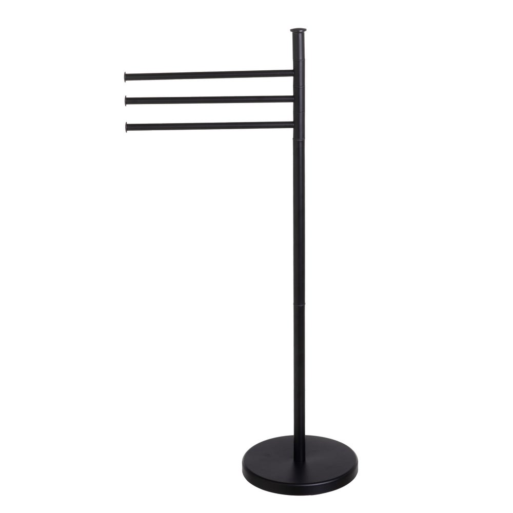 Toallero de pie con 3 brazos de metal negro de 42x22x85 cm