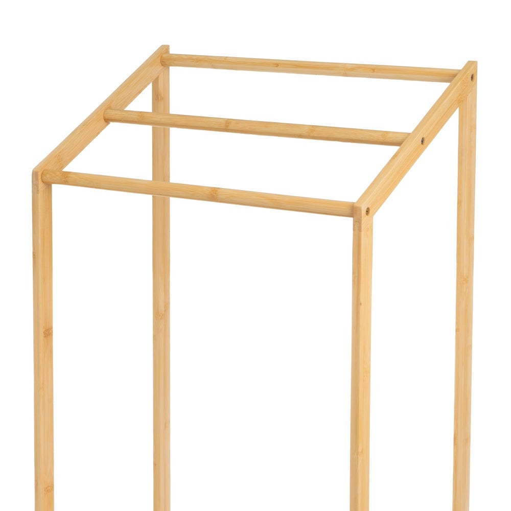 Toallero de pie con 3 brazos de bambú natural de 51x31x85 cm