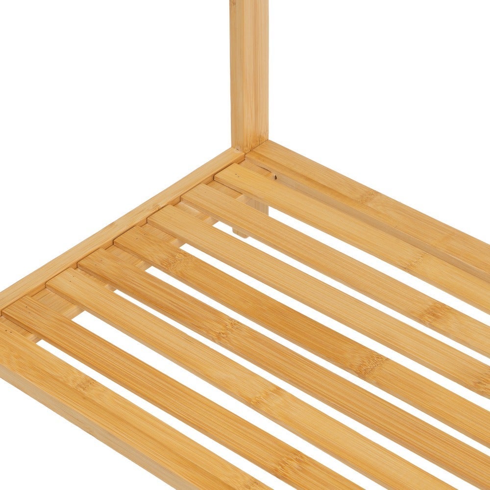 Toallero de pie con 3 brazos de bambú natural