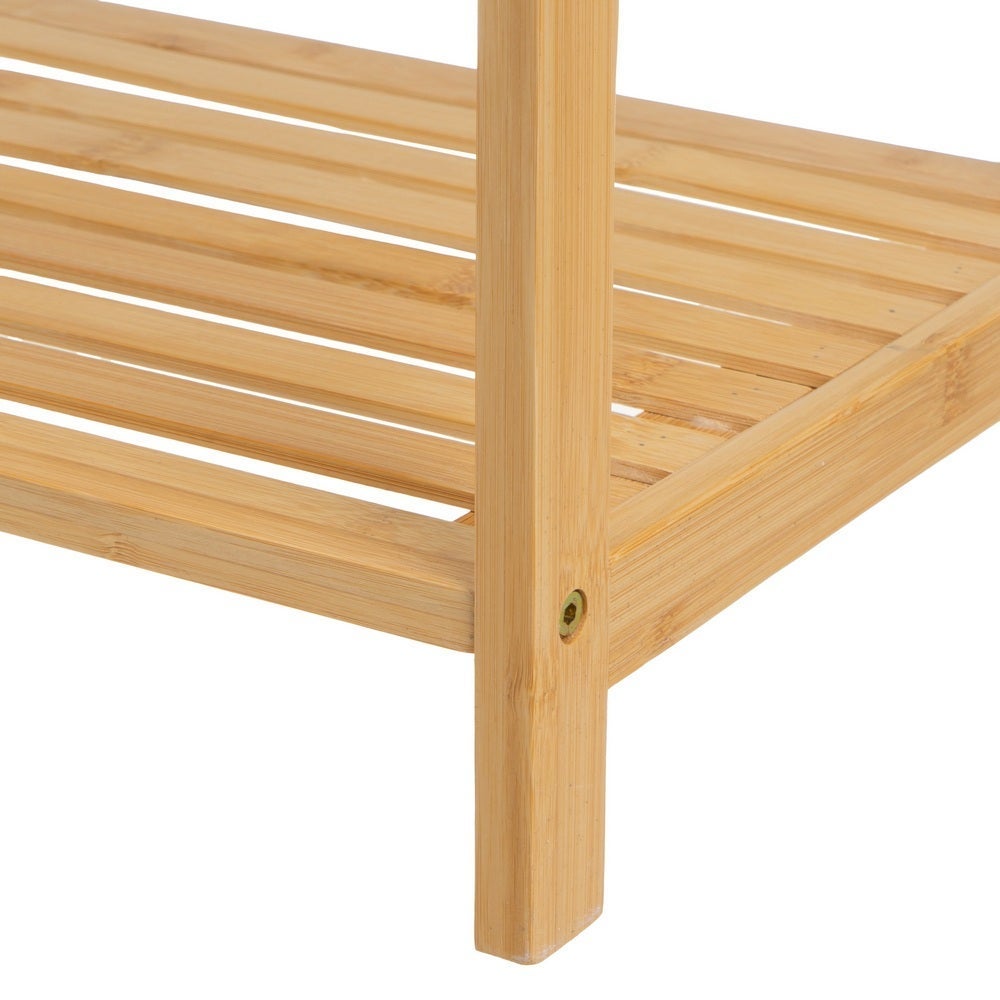 Toallero de pie con 3 brazos de bambú natural