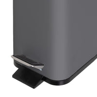 Papelera de pedal rectangular gris de 5 litros con tapa de bambú