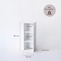 Estantería Cubo 3 estantes de tablero laminado blanco de 80x30 cm