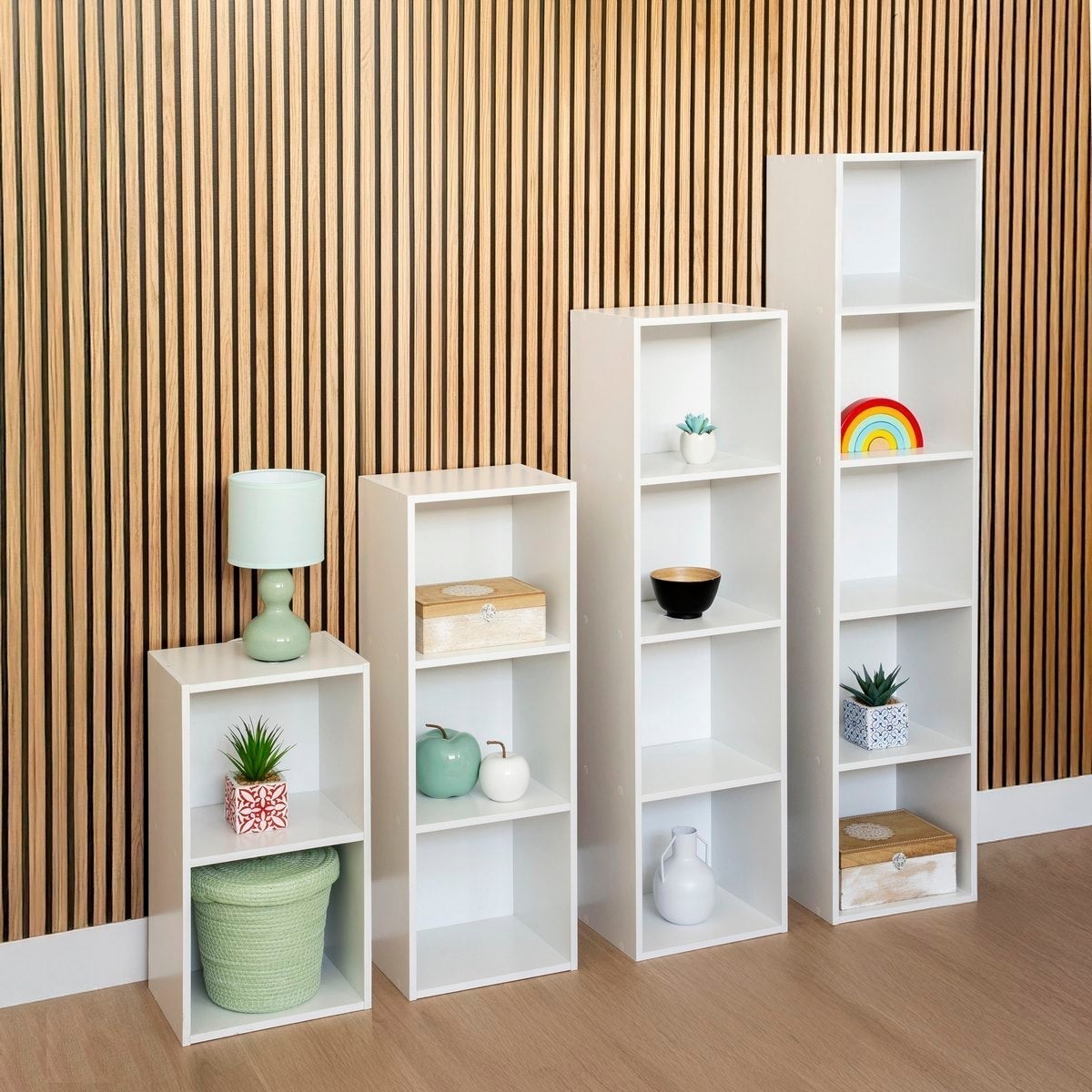 Estantería Cubo 3 estantes de tablero laminado blanco de 80x30 cm