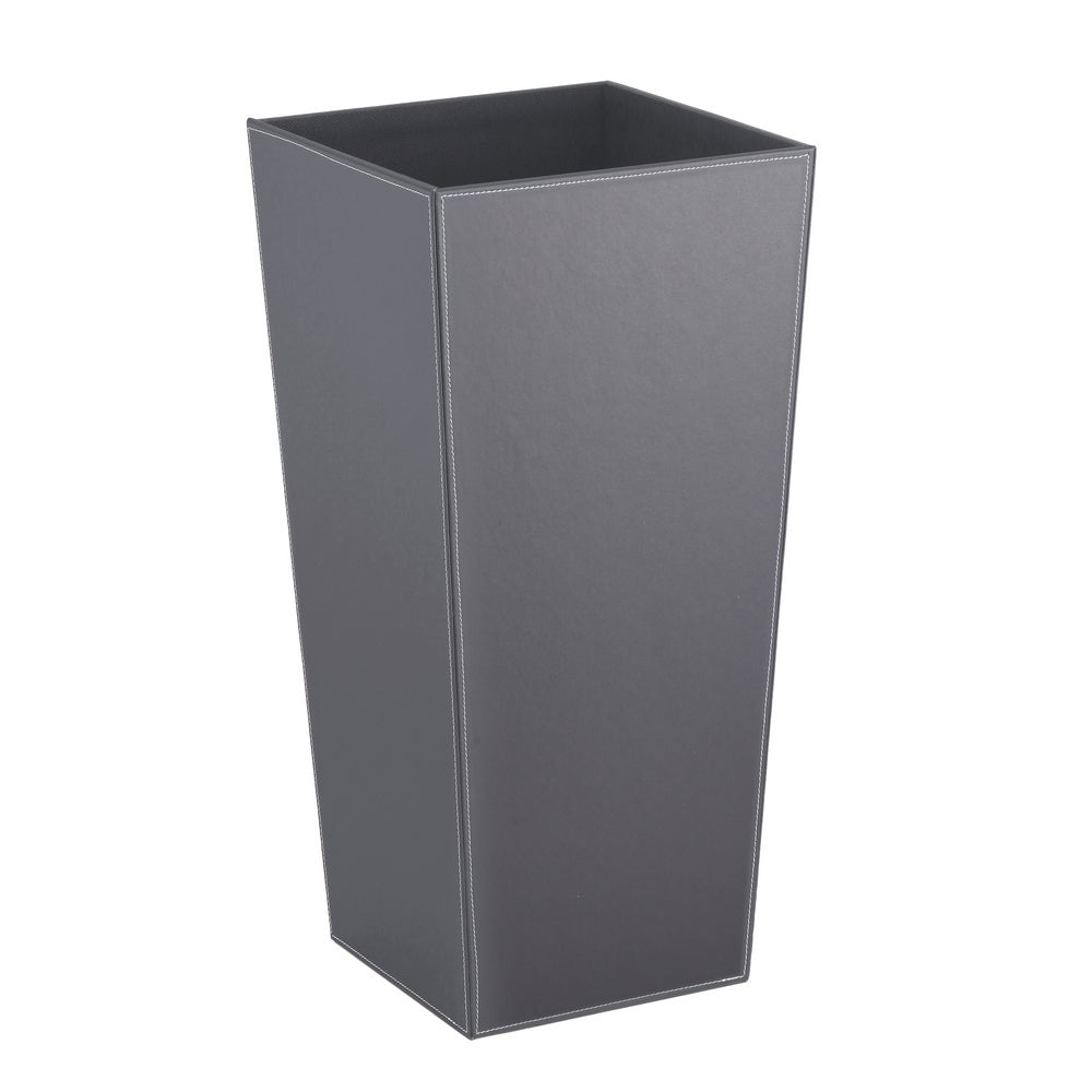 Paragüero cuadrado tapizado en piel vegana gris de 26x26x55 cm