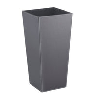 Paragüero cuadrado tapizado en piel vegana gris de 26x26x55 cm