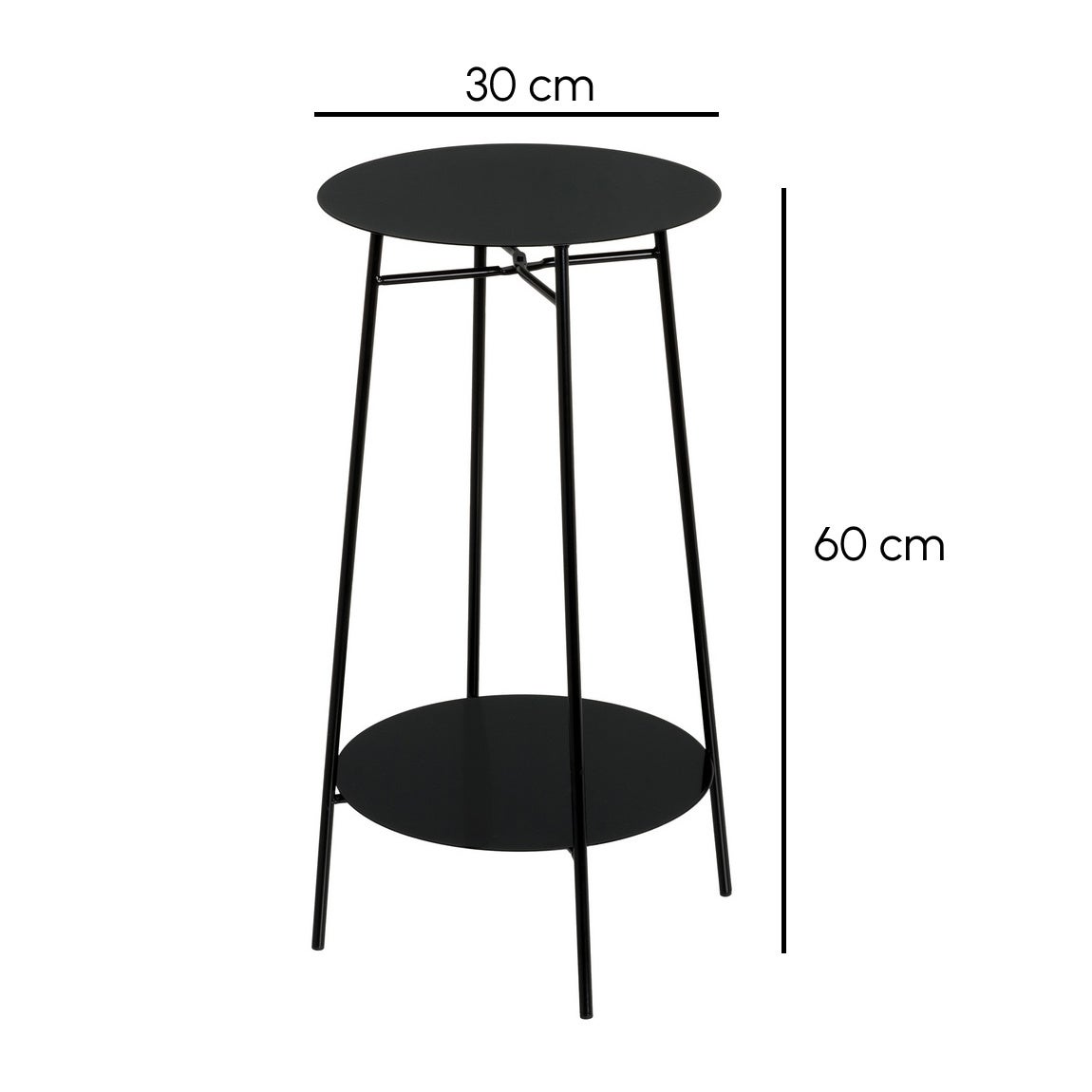 Mesa Auxiliar Metálica Negra 30x30x60 cm con Estructura Tubular