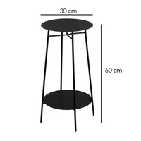 Mesa Auxiliar Metálica Negra 30x30x60 cm con Estructura Tubular