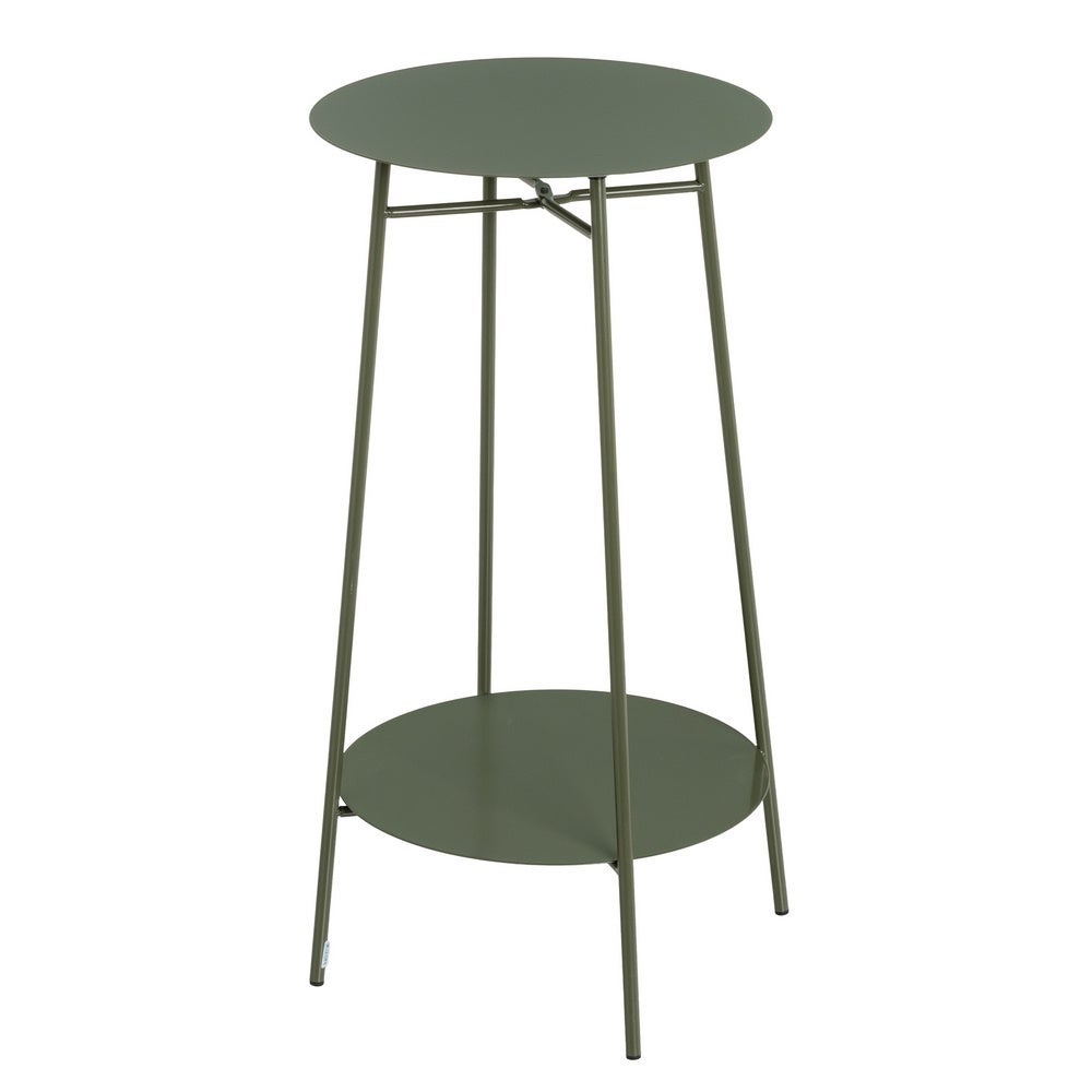 Mesa Auxiliar Metálica Verde 30x30x60 cm con Estructura Tubular