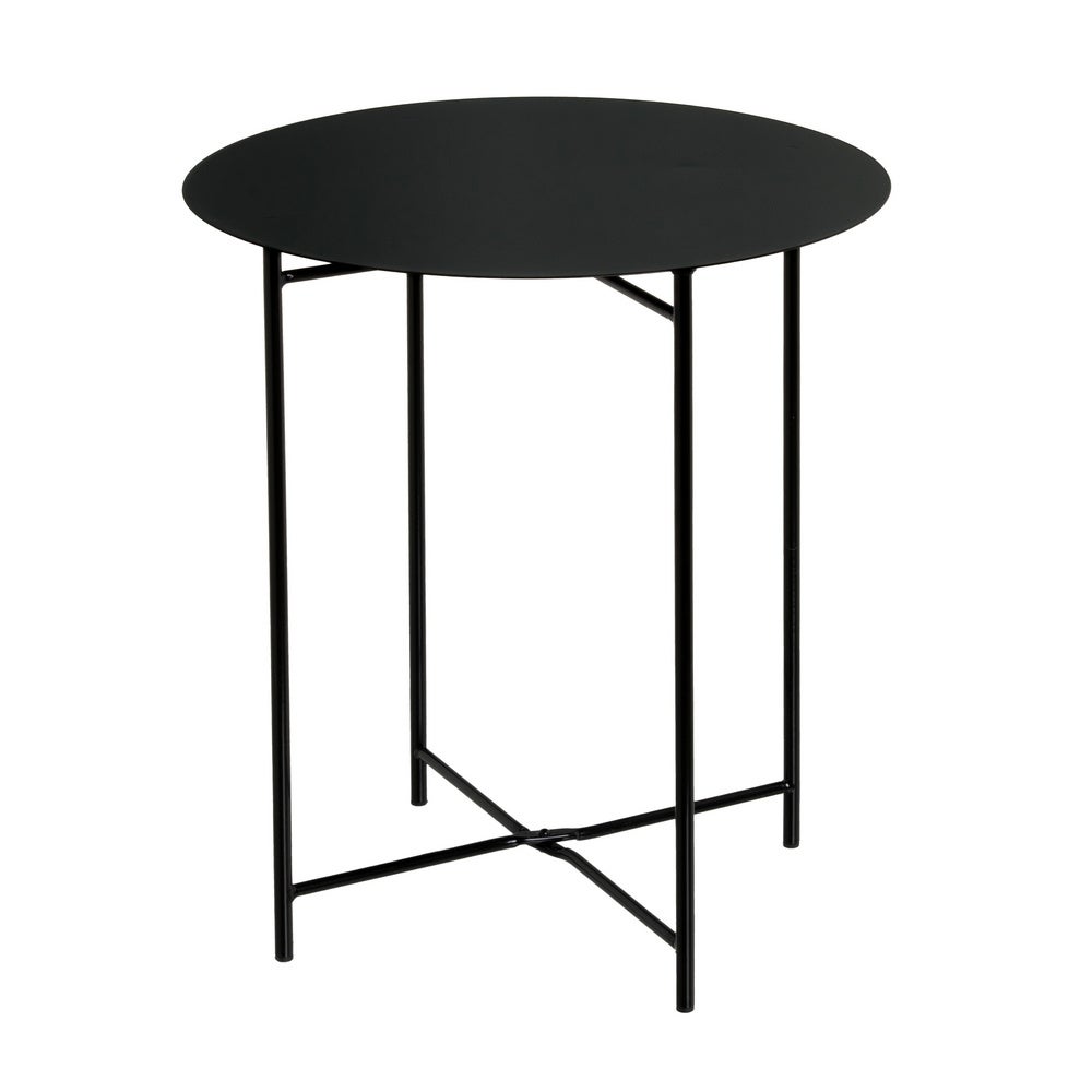 Mesa Auxiliar Metálica Negra 40x40x45 cm con Estructura Tubular