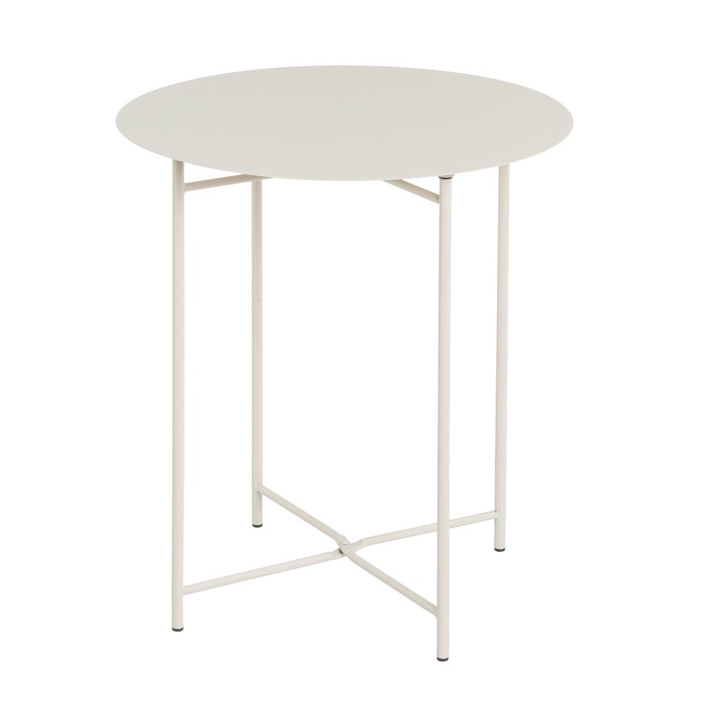 Mesa Auxiliar Metálica Beige 40x40x45 cm con Estructura Tubular