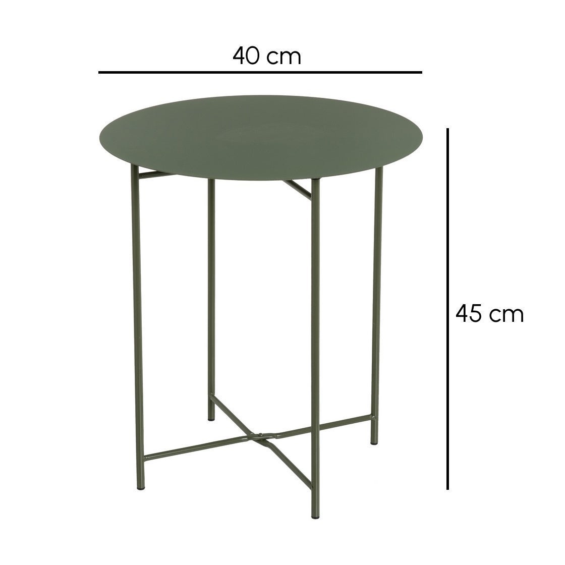 Mesa Auxiliar Metálica Verde 40x40x45 cm con Estructura Tubular