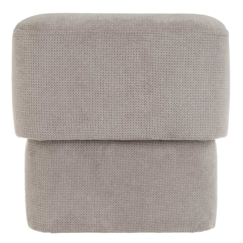 Puff cuadrado tapizado en tela beige