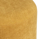 Puff redondo tapizado en tela amarillo mostaza