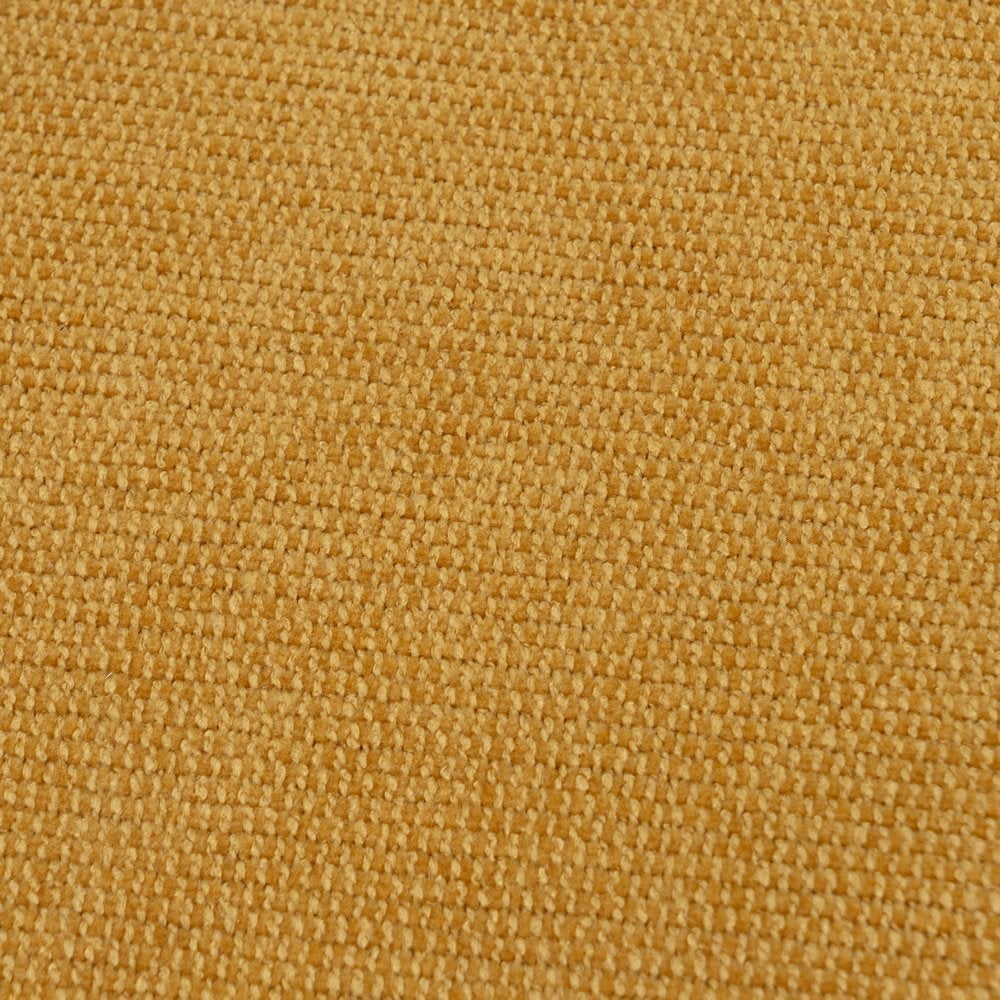 Puff redondo tapizado en tela amarillo mostaza