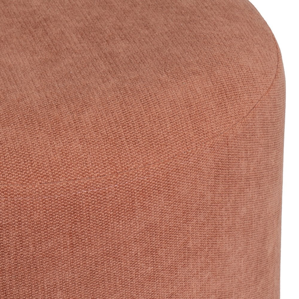 Puff redondo tapizado en tela naranja