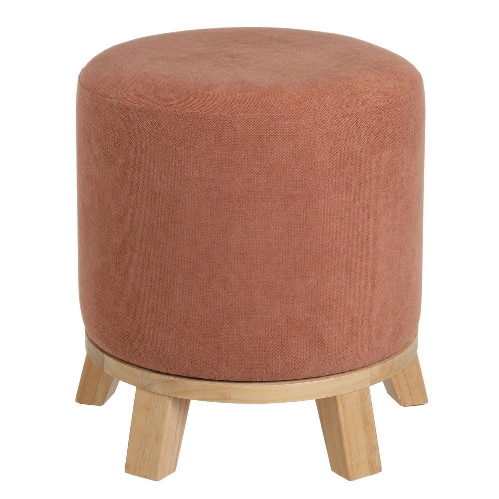 Puff redondo tapizado en tela naranja