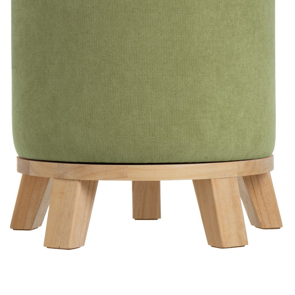 Puff redondo tapizado en tela verde