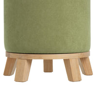 Puff redondo tapizado en tela verde