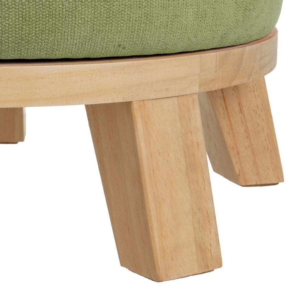 Puff redondo tapizado en tela verde