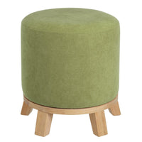 Puff redondo tapizado en tela verde